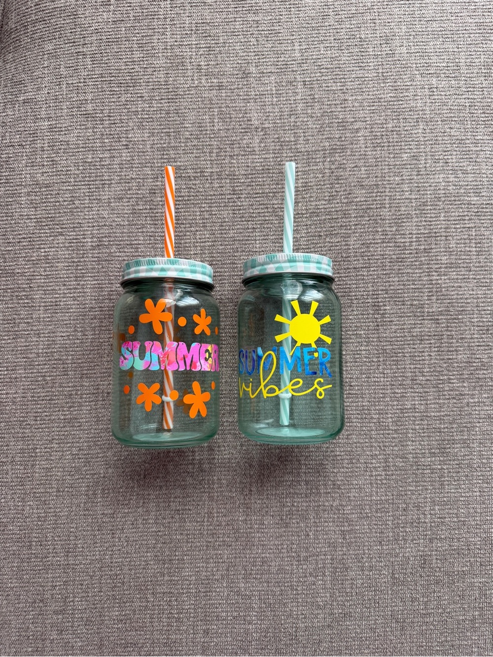 Summer Vibes Glass Customize Tumblers with Straws - Aqua